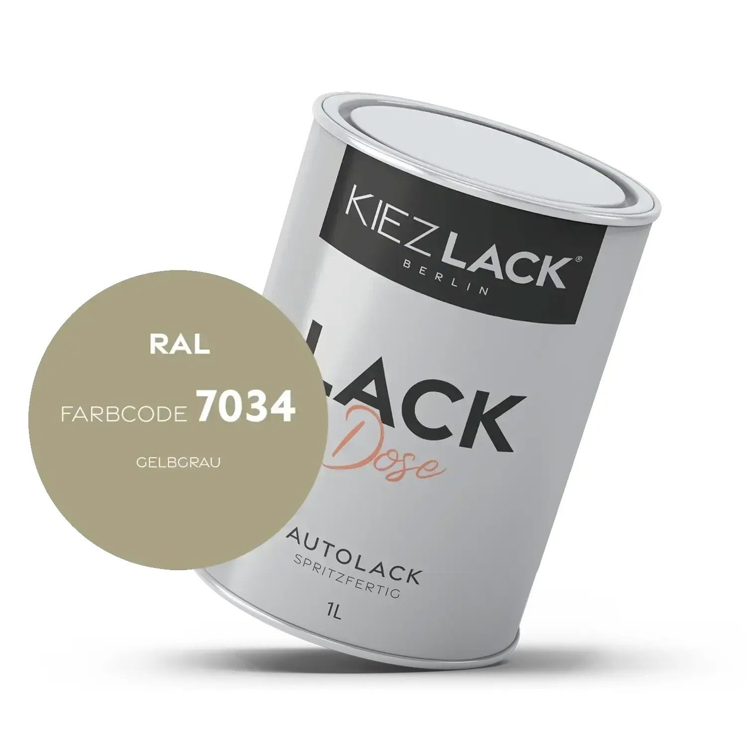 Kiezlack 1K Autolack Lackdose Basislack spritzfertig RAL 7034 GELBGRAU