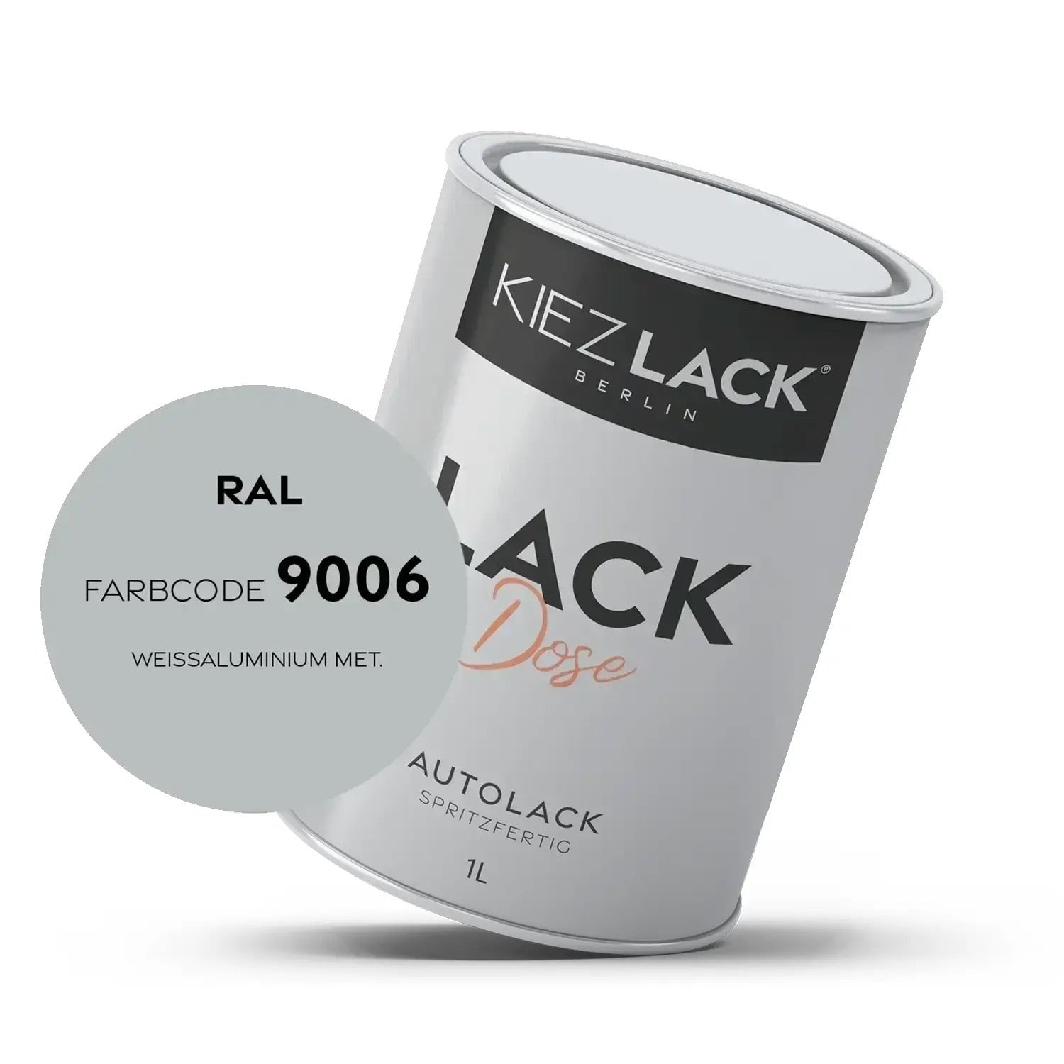 Kiezlack 1K Autolack Lackdose Basislack spritzfertig RAL 9006 WEISSALUMINIUM MET.