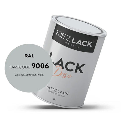 Kiezlack 1K Autolack Lackdose Basislack spritzfertig RAL 9006 WEISSALUMINIUM MET.