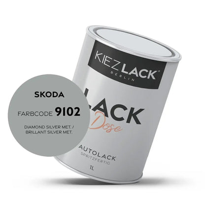 Kiezlack 1K Autolack Lackdose Basislack spritzfertig Skoda 9102 DIAMOND SILVER MET.