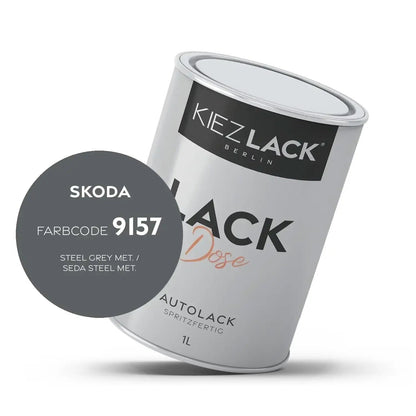 Kiezlack 1K Autolack Lackdose Basislack spritzfertig Skoda 9157 STEEL GREY MET.