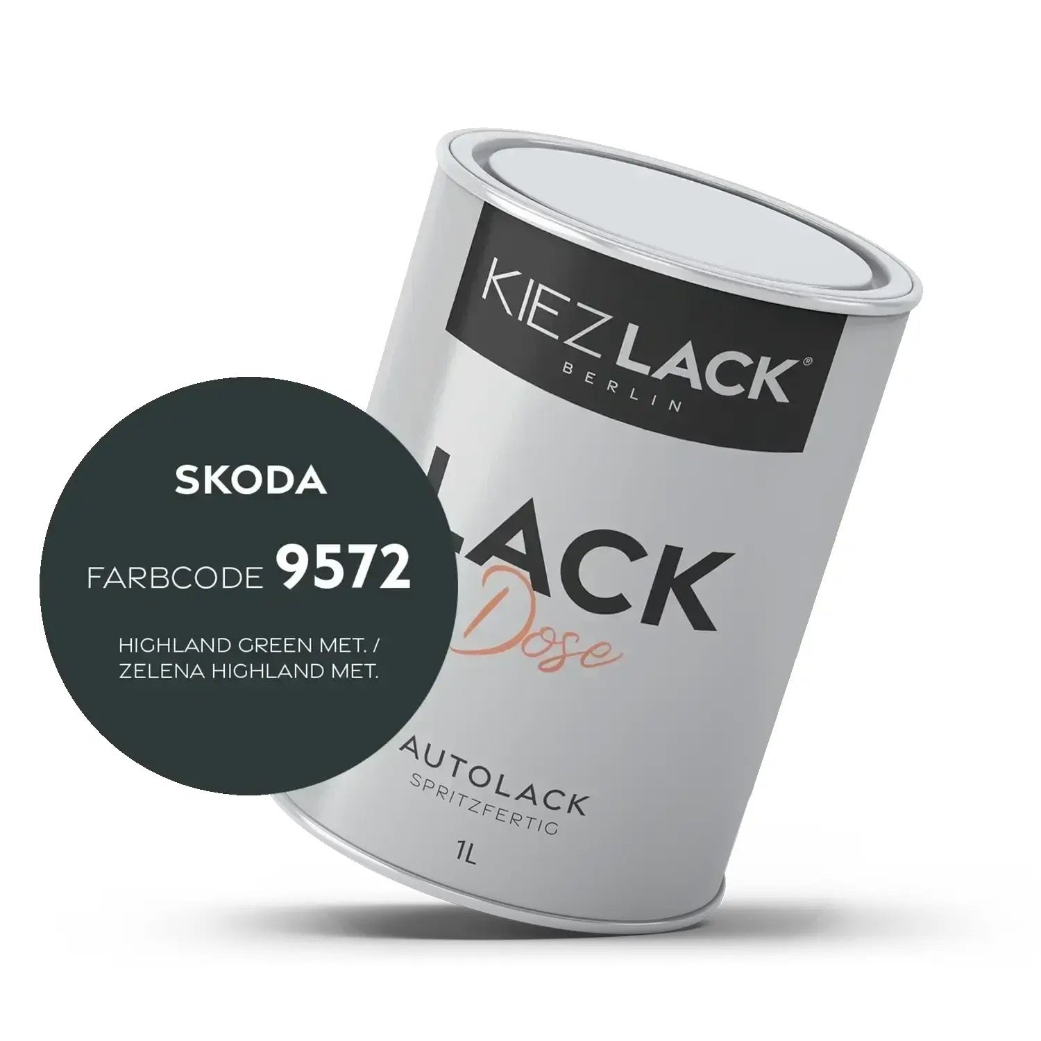 Kiezlack 1K Autolack Lackdose Basislack spritzfertig Skoda 9572 HIGHLAND GREEN MET.