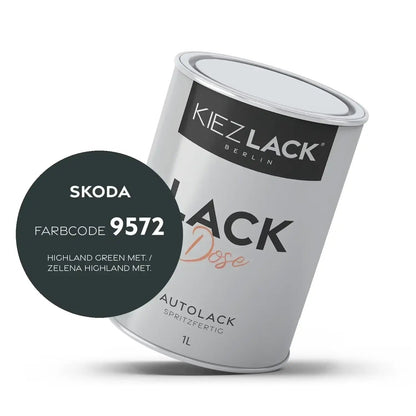 Kiezlack 1K Autolack Lackdose Basislack spritzfertig Skoda 9572 HIGHLAND GREEN MET.