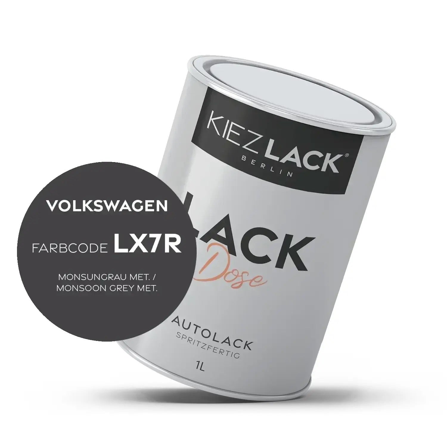Kiezlack 1K Autolack Lackdose Basislack spritzfertig Volkswagen LX7L MANHATTENGRAU MET.
