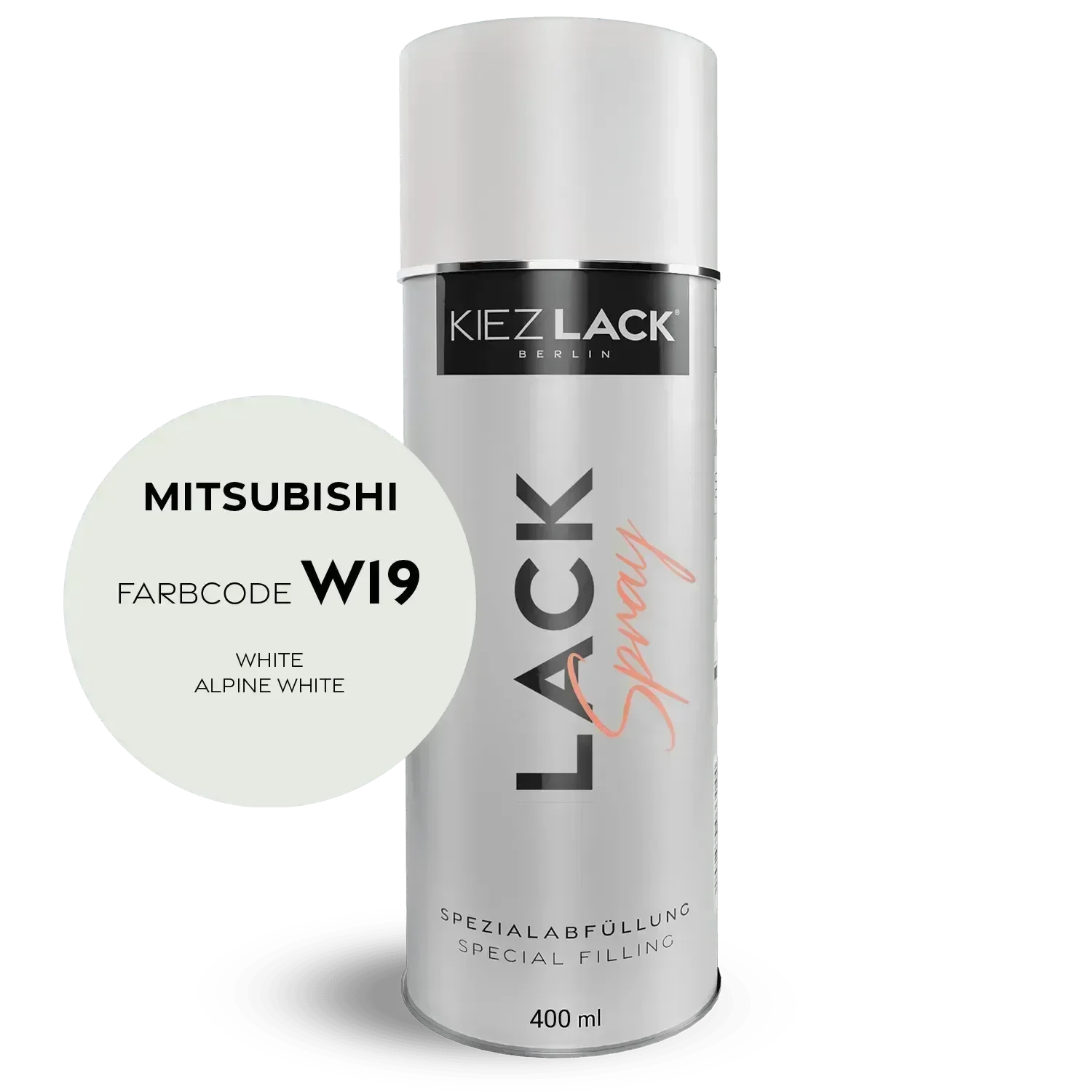 Kiezlack Lackspray Autolack Spraydose MITSUBISHI W19 WHITE Lackspray