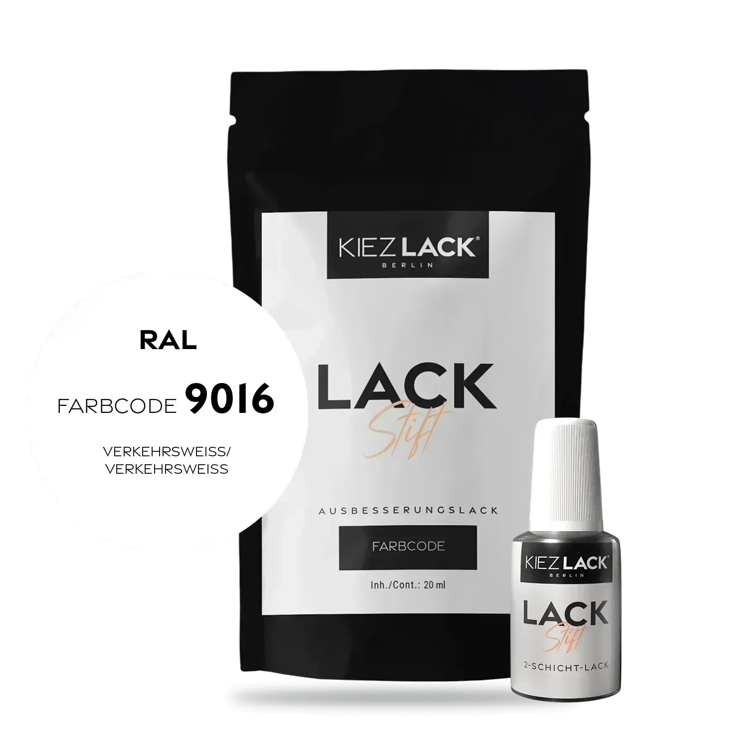 Kiezlack Lackstift Autolack Lackstift RAL 9016 VERKEHRSWEISS