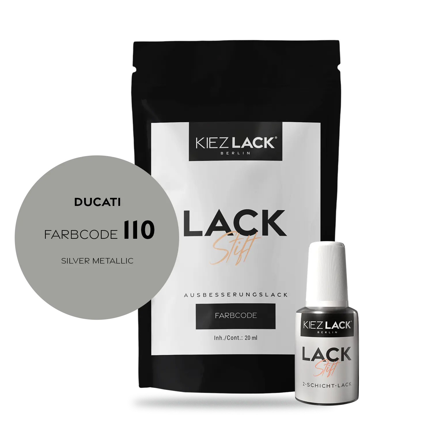 Kiezlack Motorradlack Lackstift Ducati 110 SILVER METALLIC