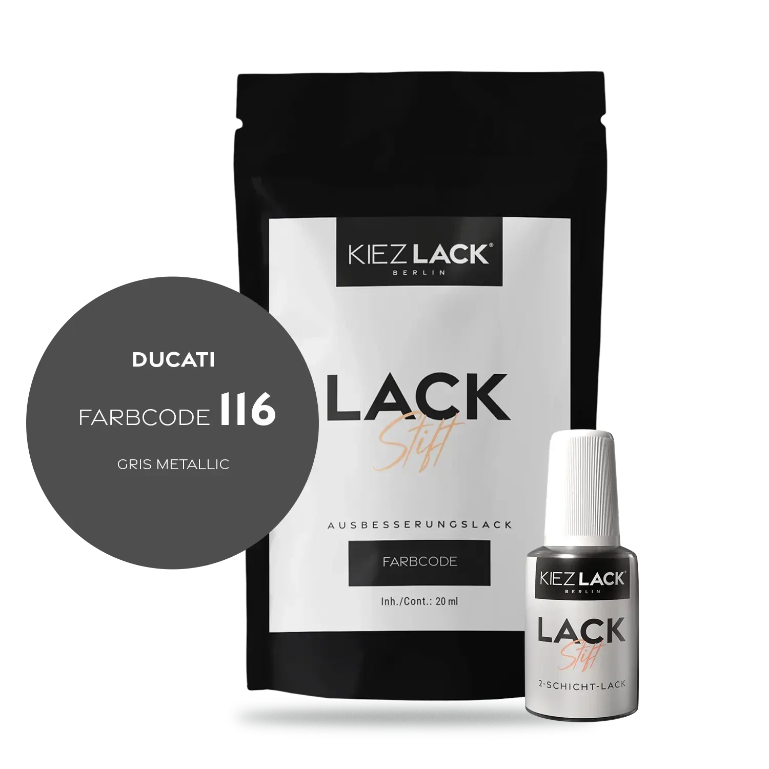 Kiezlack Motorradlack Lackstift Ducati 116 GRIS METALLIC