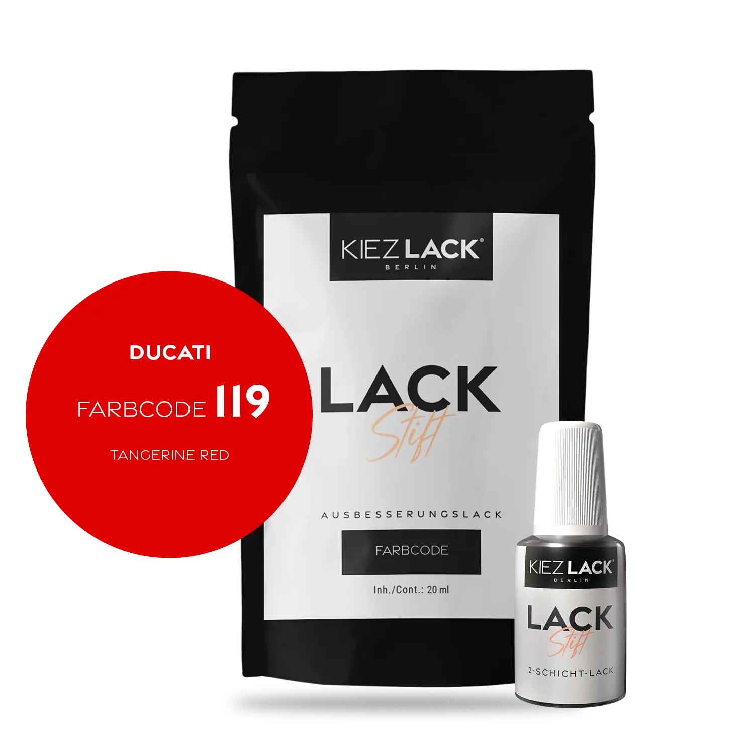 Kiezlack Motorradlack Lackstift Ducati 119 TANGERINE RED