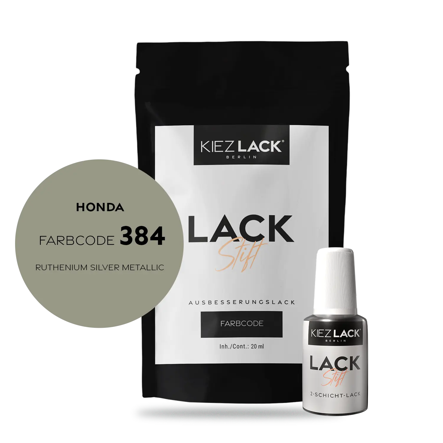 Kiezlack Motorradlack Lackstift Honda 384 RUTHENIUM SILVER METALLIC