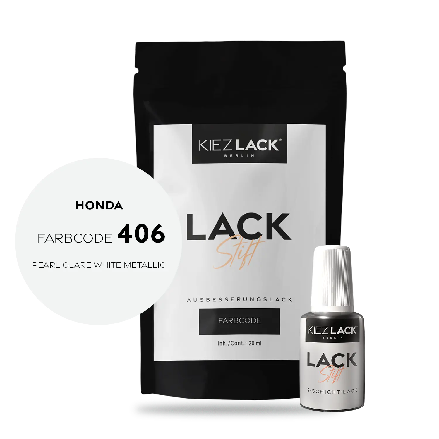 Kiezlack Motorradlack Lackstift Honda 406 PEARL GLARE WHITE METALLIC