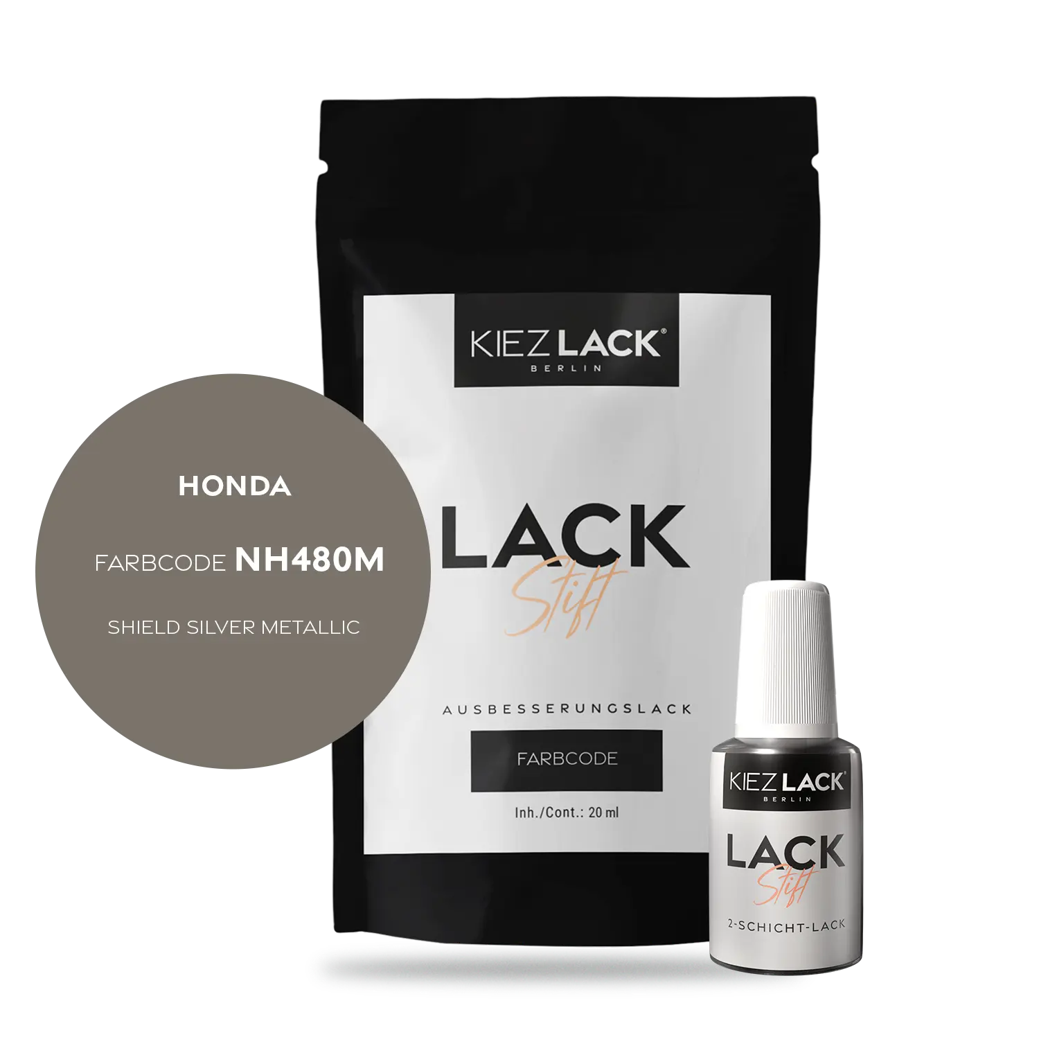 Kiezlack Motorradlack Lackstift Honda 319 SHIELD SILVER METALLIC