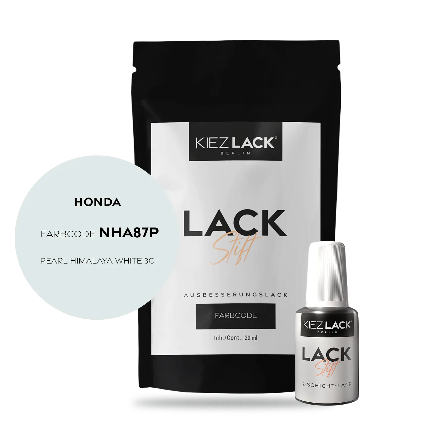 Kiezlack Motorradlack Lackstift Honda NHA87P PEARL HIMALAYA WHITE-3C