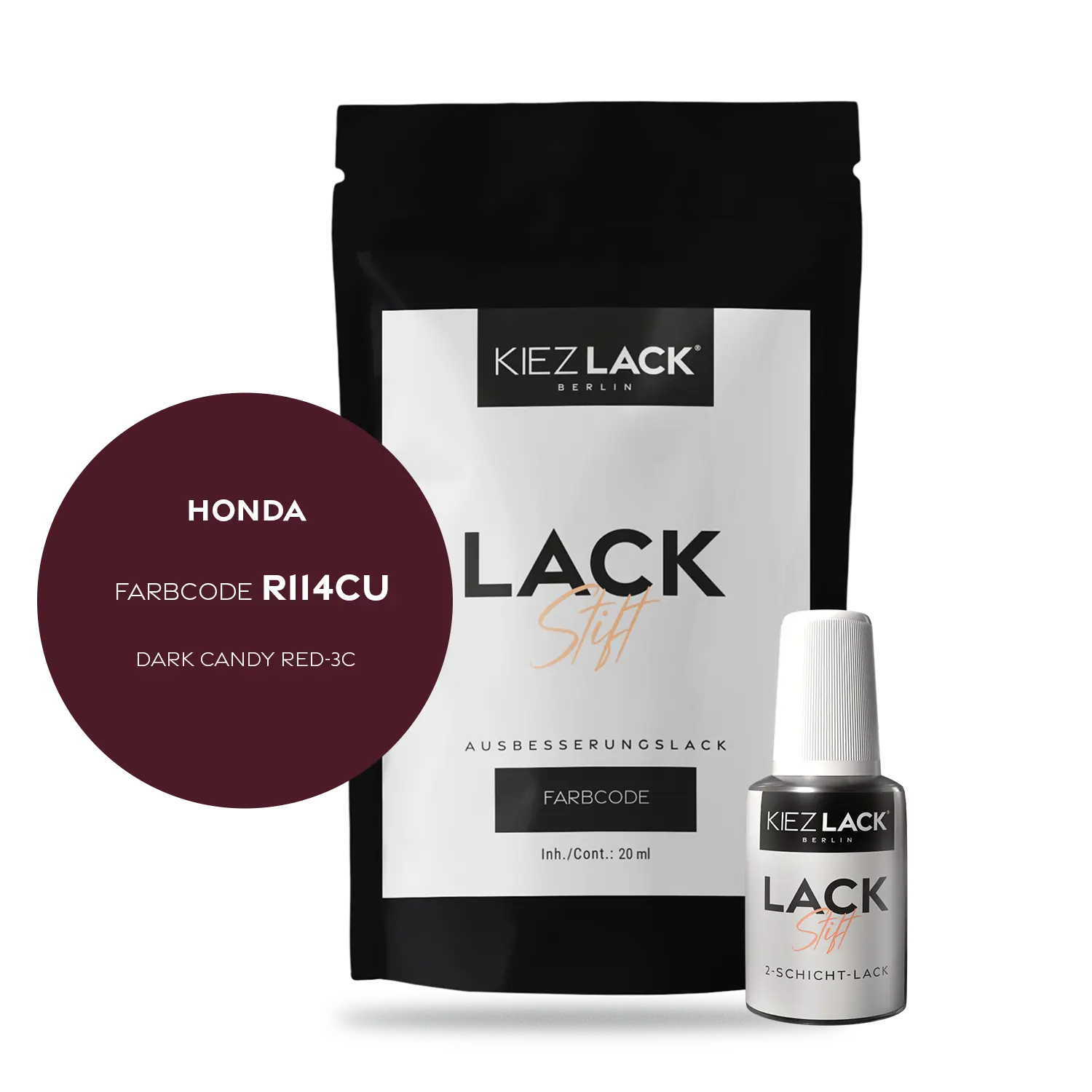 Kiezlack Motorradlack Lackstift Honda R114CU DARK CANDY RED-3C
