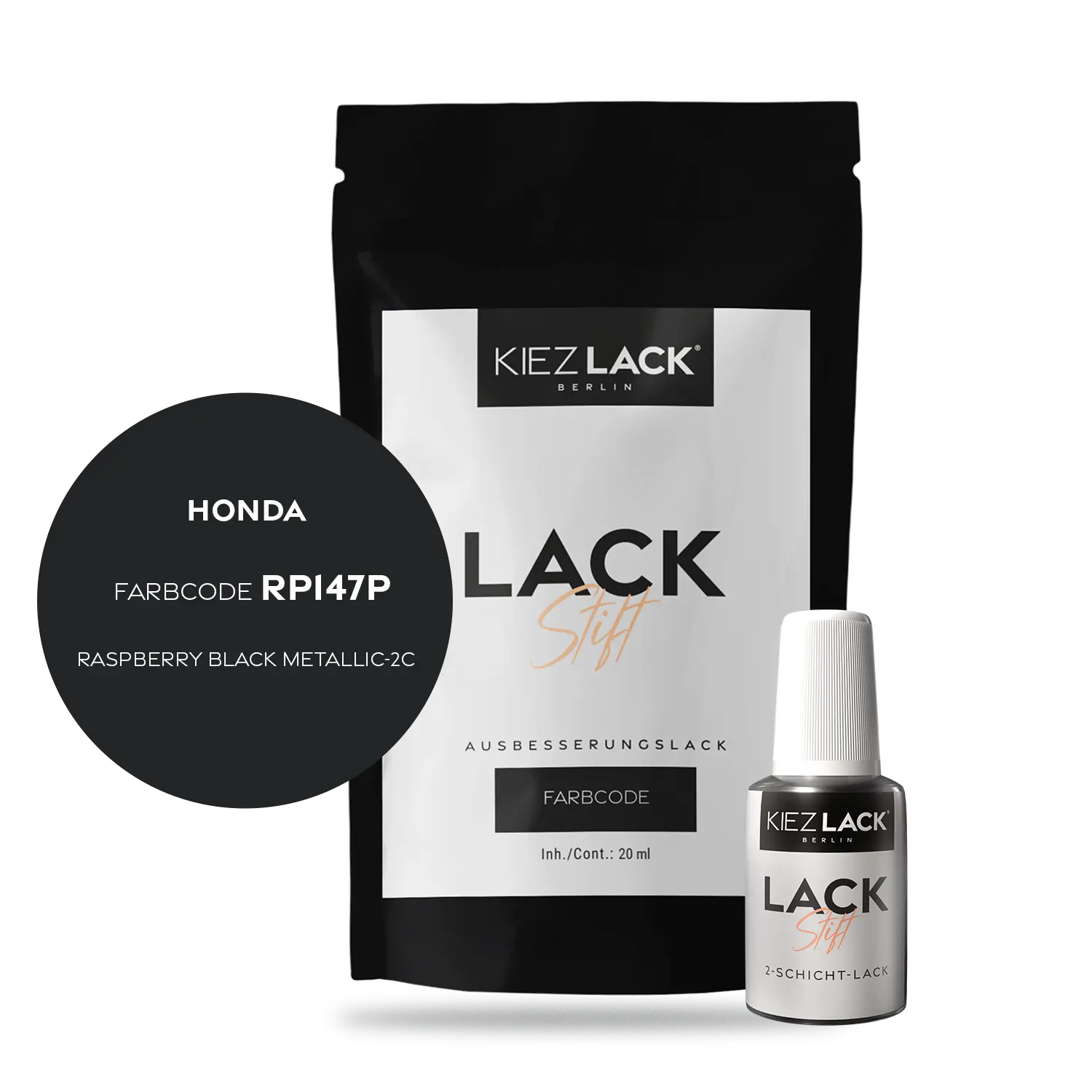 Kiezlack Motorradlack Lackstift Honda RP147P RASPBERRY BLACK METALLIC-2C