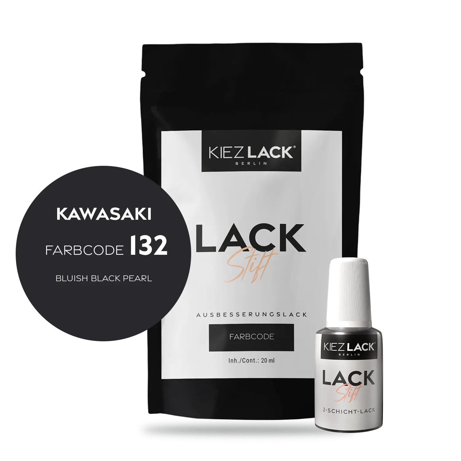 Kiezlack Motorradlack Lackstift Kawasaki 132 BLUISH BLACK PEARL