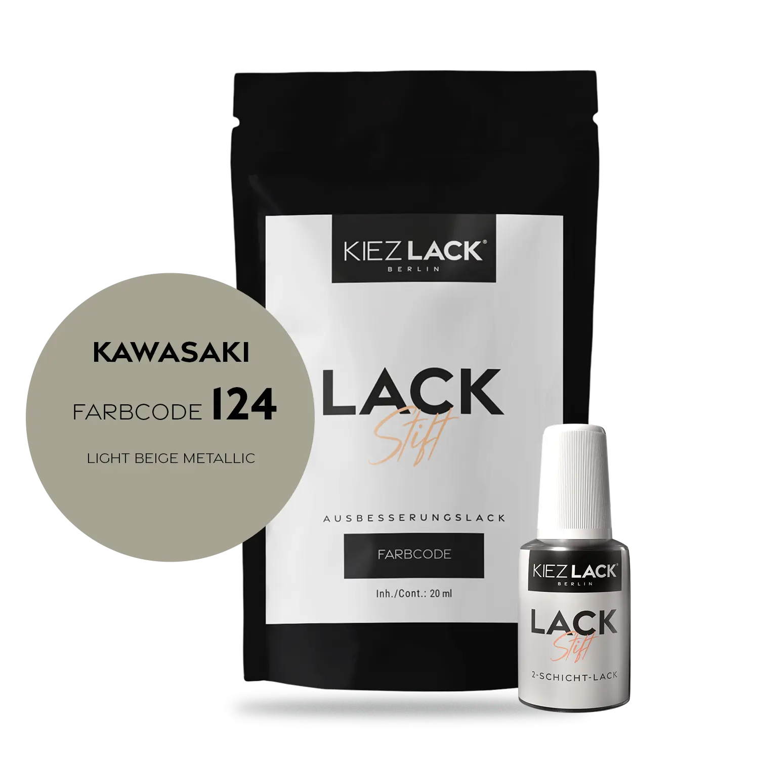 Kiezlack Motorradlack Lackstift Kawasaki 124 LIGHT BEIGE METALLIC