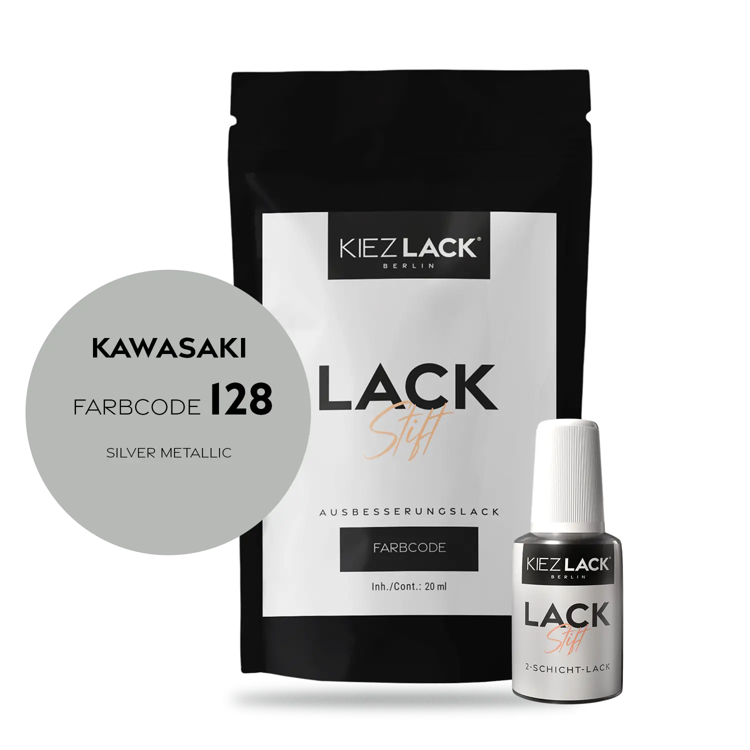 Kiezlack Motorradlack Lackstift Kawasaki 128 SILVER METALLIC
