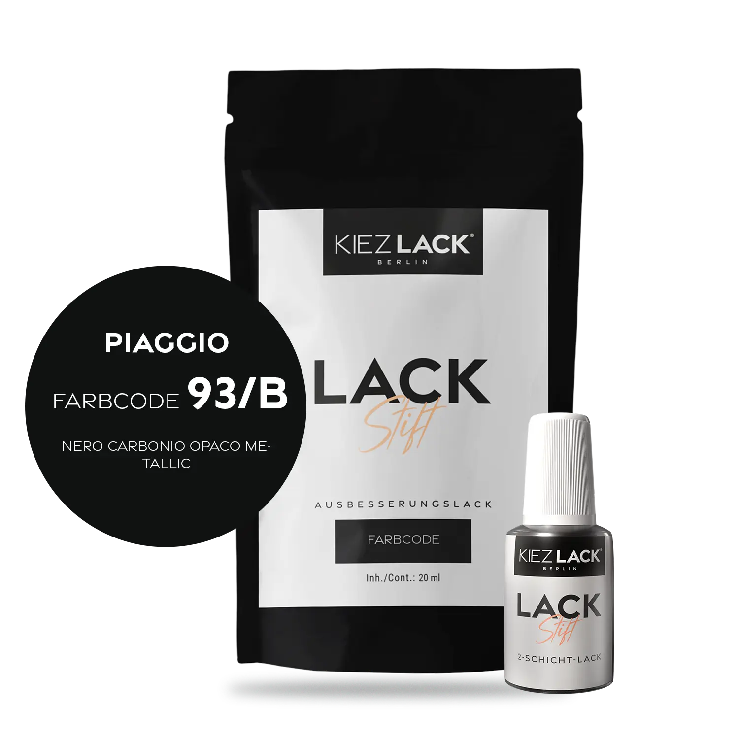 Kiezlack Motorradlack Lackstift Piaggio 93/B NERO CARBONIO OPACO METALLIC
