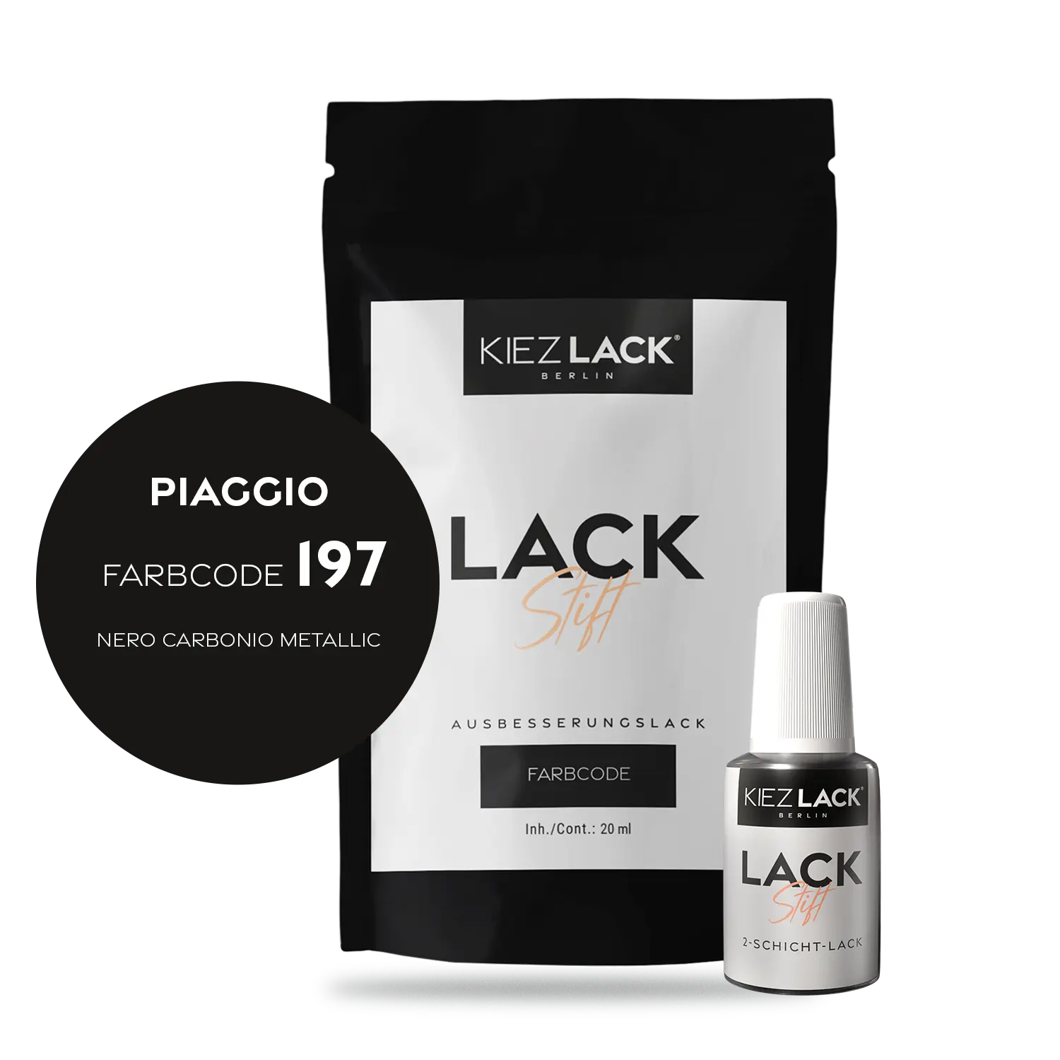 Kiezlack Motorradlack Lackstift Piaggio 197 NERO CARBONIO METALLIC