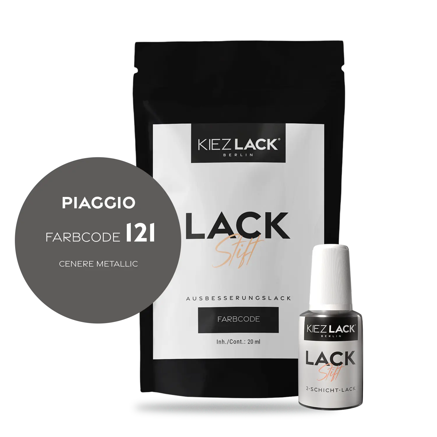 Kiezlack Motorradlack Lackstift Piaggio 121 CENERE METALLIC