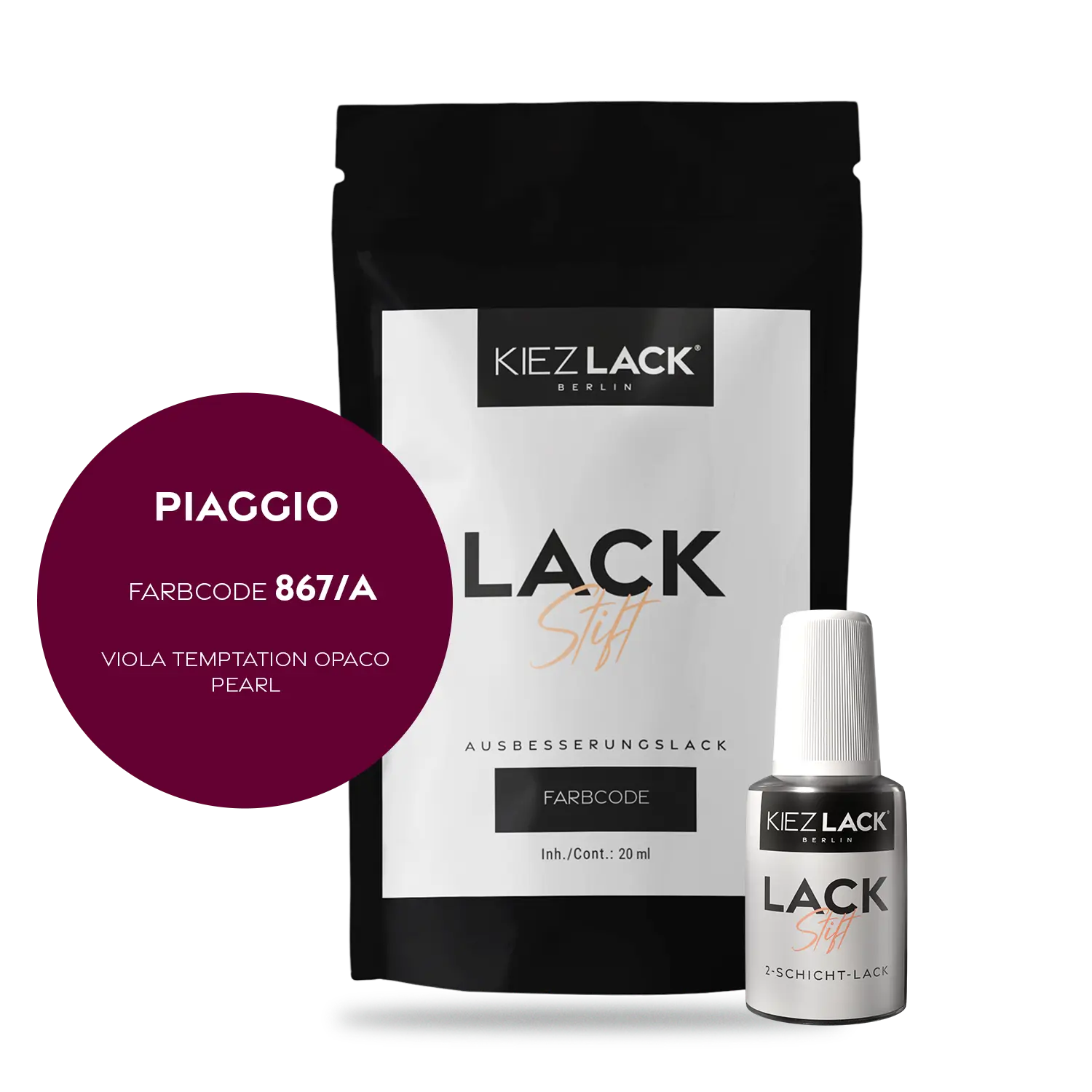 Kiezlack Motorradlack Lackstift Piaggio 867/A VIOLA TEMPTATION OPACO PEARL
