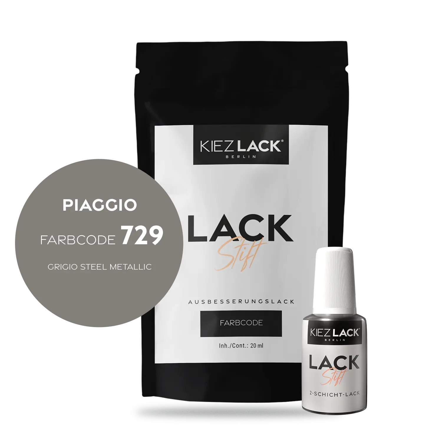 Kiezlack Motorradlack Lackstift Piaggio 729 GRIGIO STEEL METALLIC
