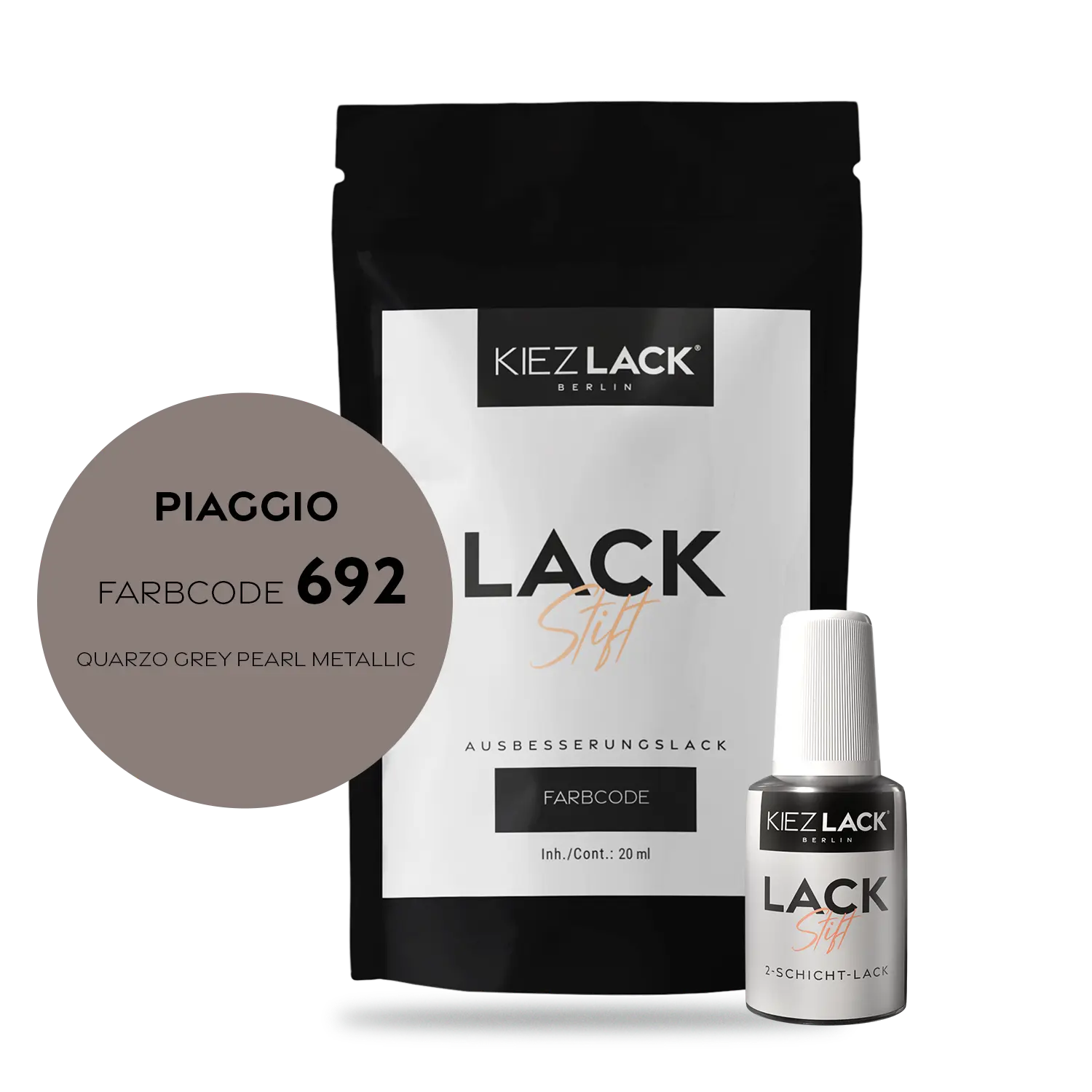 Kiezlack Motorradlack Lackstift Piaggio 692 QUARZO GREY PEARL METALLIC