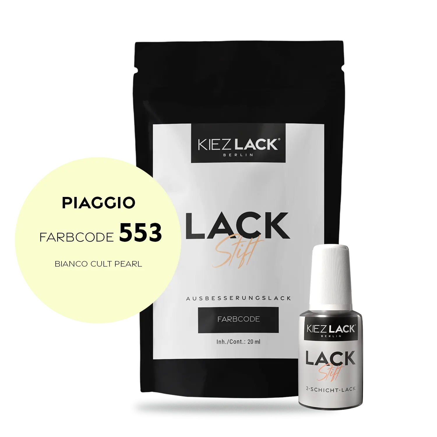 Kiezlack Motorradlack Lackstift Piaggio 553 BIANCO CULT PEARL