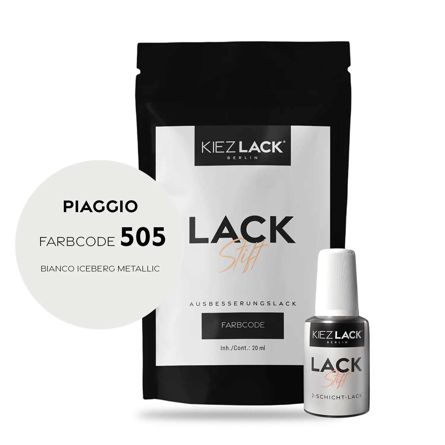 Kiezlack Motorradlack Lackstift Piaggio 505/A BIANCO ICEBERG METALLIC