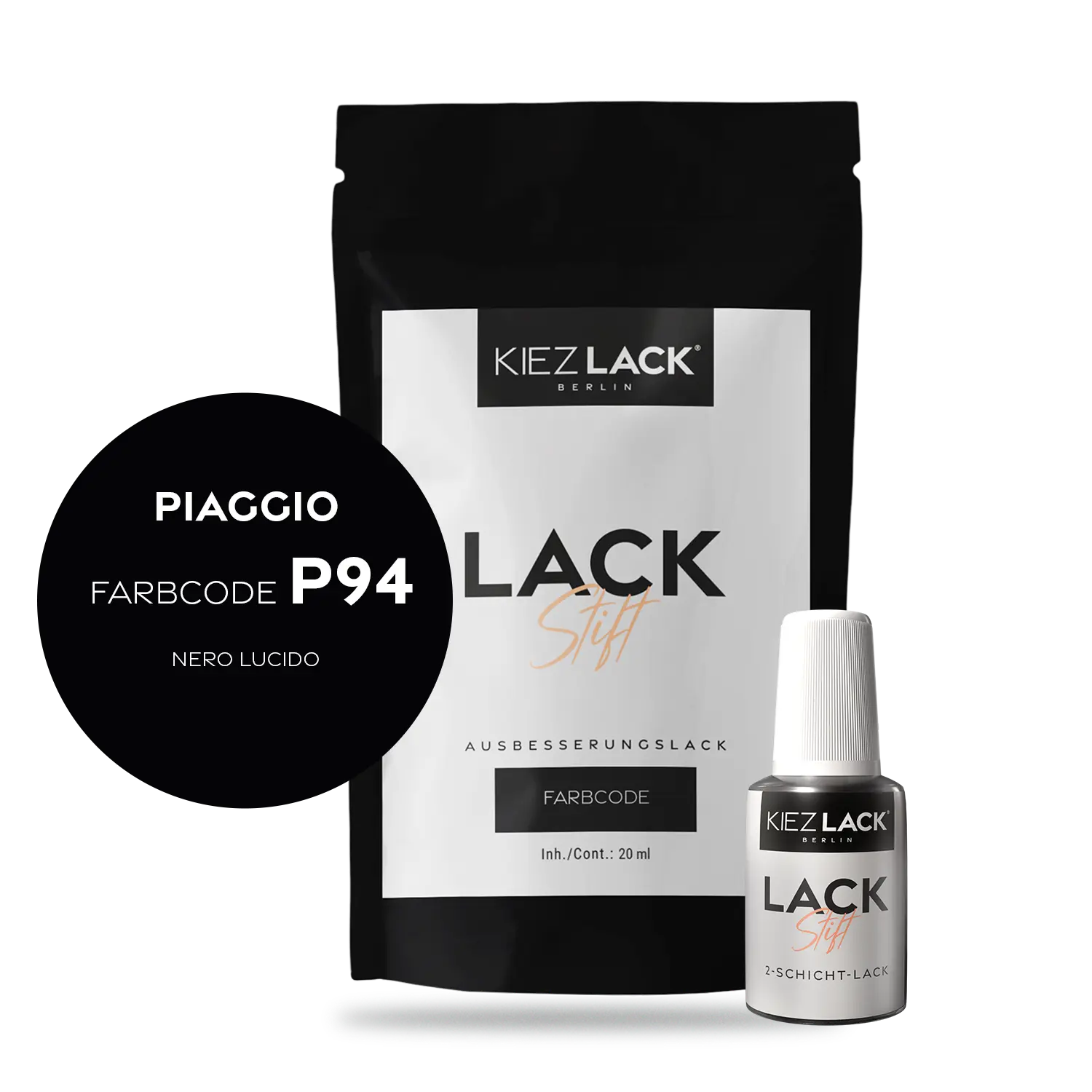 Kiezlack Motorradlack Lackstift Piaggio 94 NERO LUCIDO