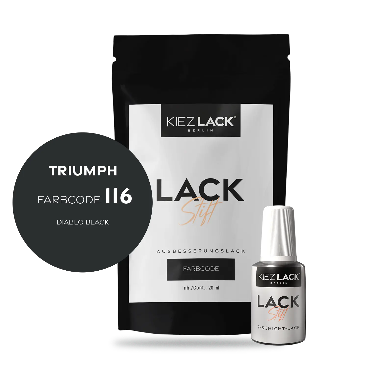 Kiezlack Motorradlack Lackstift Triumph 116 DIABLO BLACK