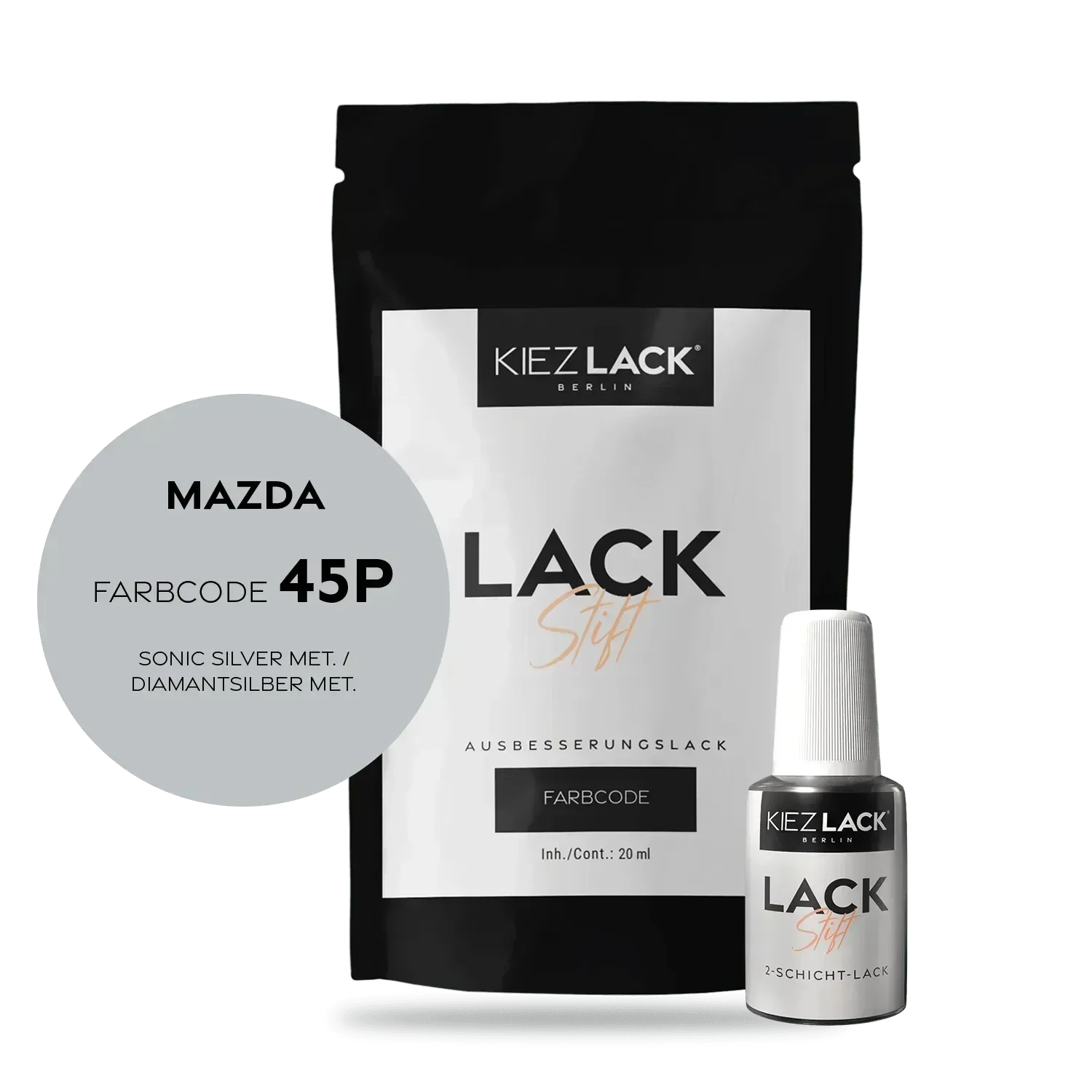 Kiezlack Lackstift Autolack Lackstift MAZDA 45P SONIC SILVER MET.