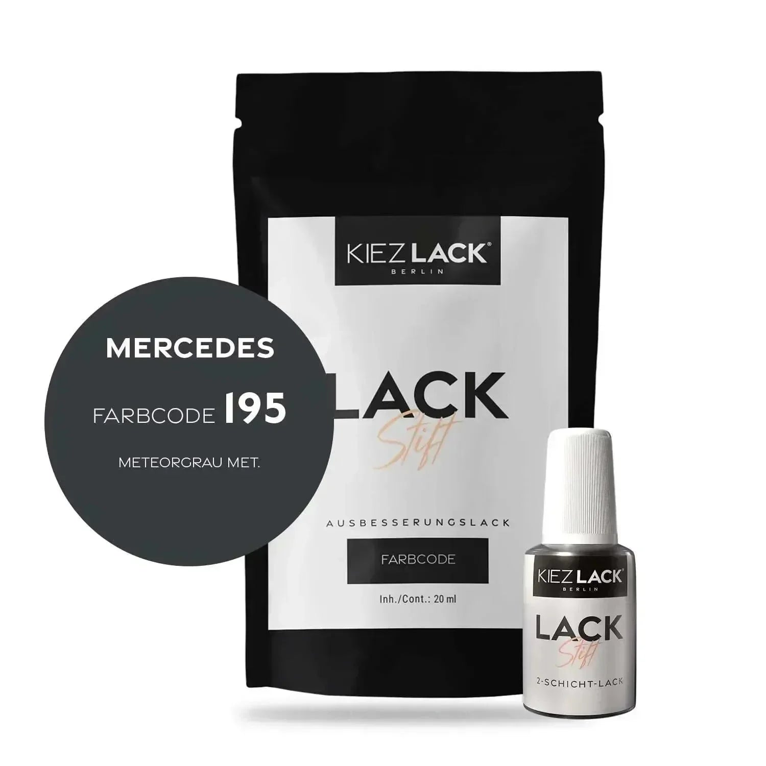 Kiezlack Lackstift Autolack Lackstift MERCEDES 195 METEORGRAU MET.