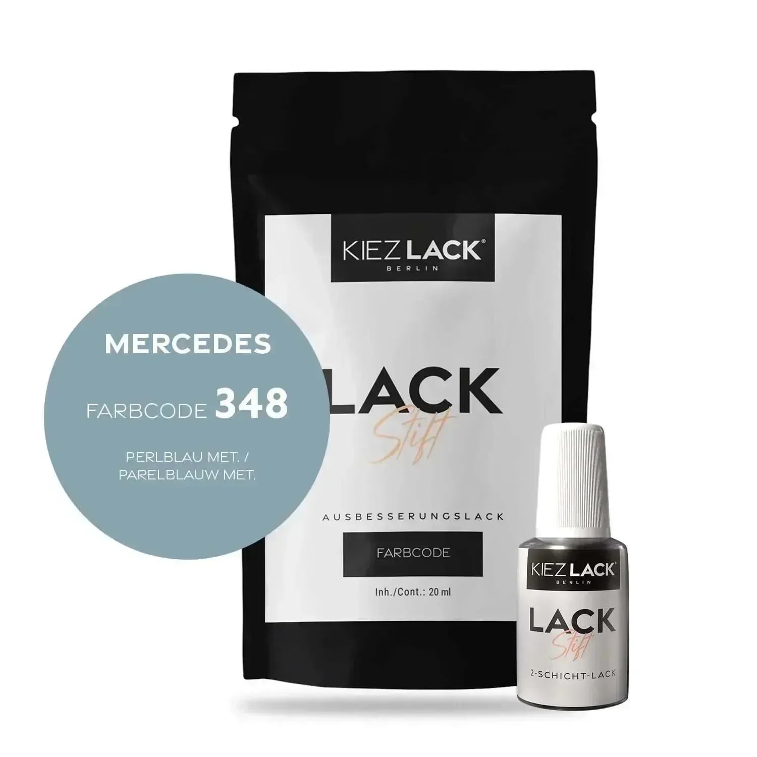 Kiezlack Lackstift Autolack Lackstift MERCEDES 348 PERLBLAU MET.