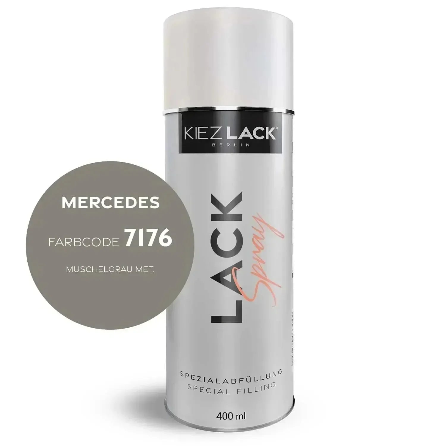 Kiezlack Lackspray Autolack Spraydose MERCEDES 7176 MUSCHELGRAU MET.