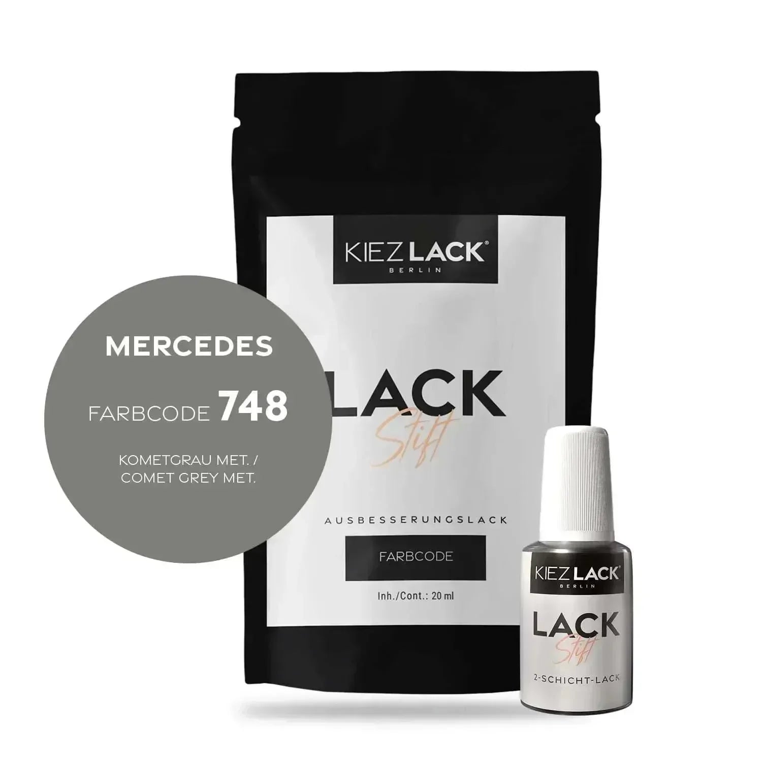 Kiezlack Lackstift Autolack Lackstift Mercedes 748 KOMETGRAU MET.