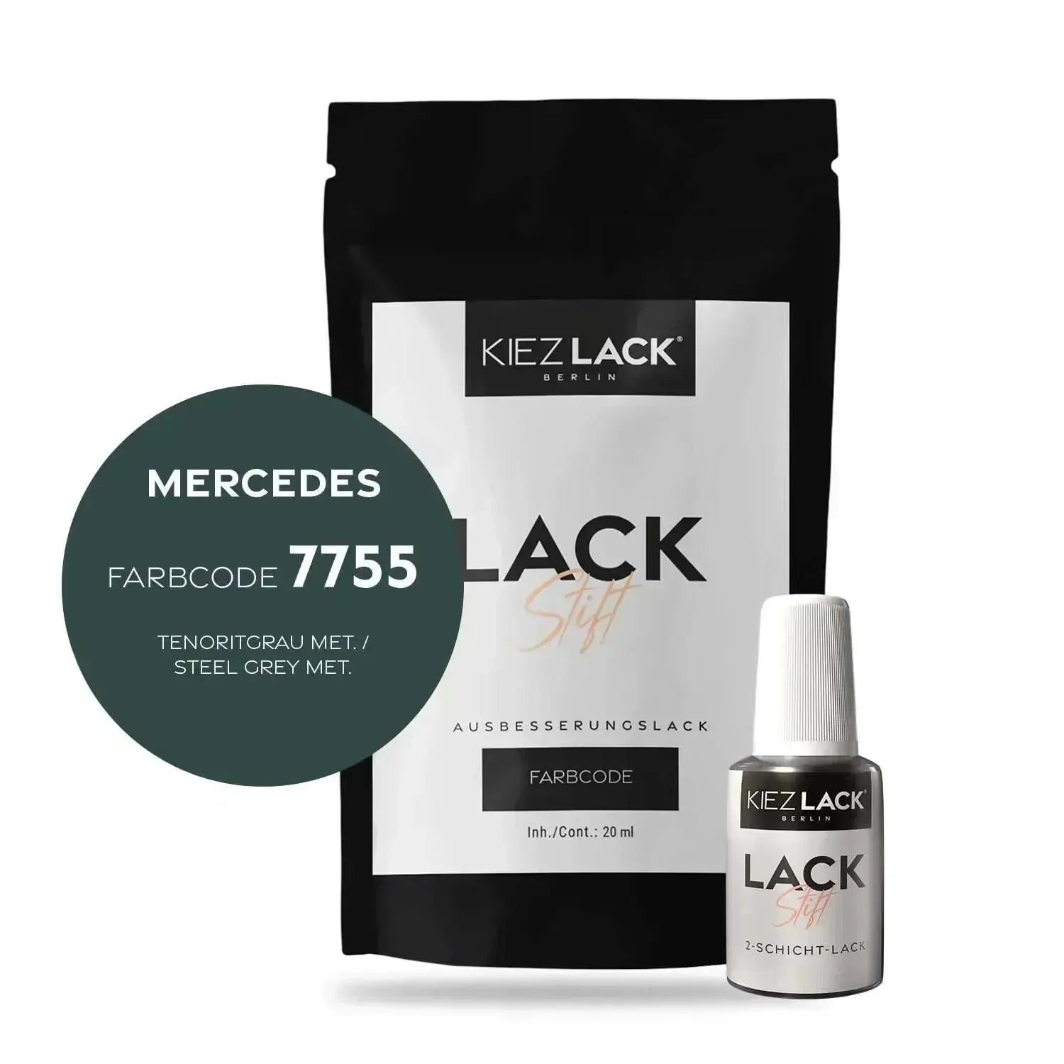 Kiezlack Lackstift Autolack Lackstift MERCEDES 7755 TENORITGRAU MET.