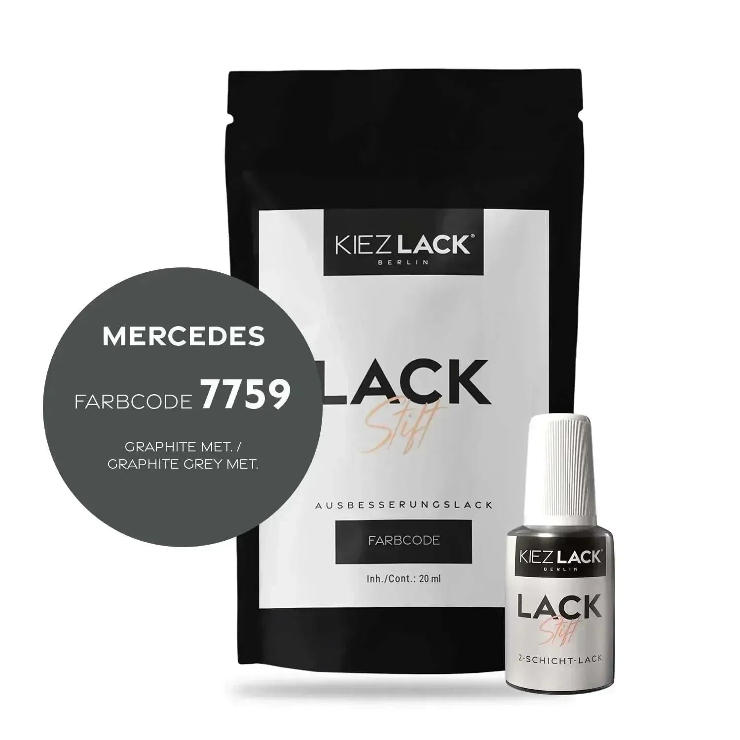 Kiezlack Lackstift Autolack Lackstift MERCEDES 7759 GRAPHITE MET.