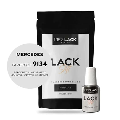 Kiezlack Lackstift Autolack Lackstift MERCEDES 9134 BERGKRISTALLWEISS MET.