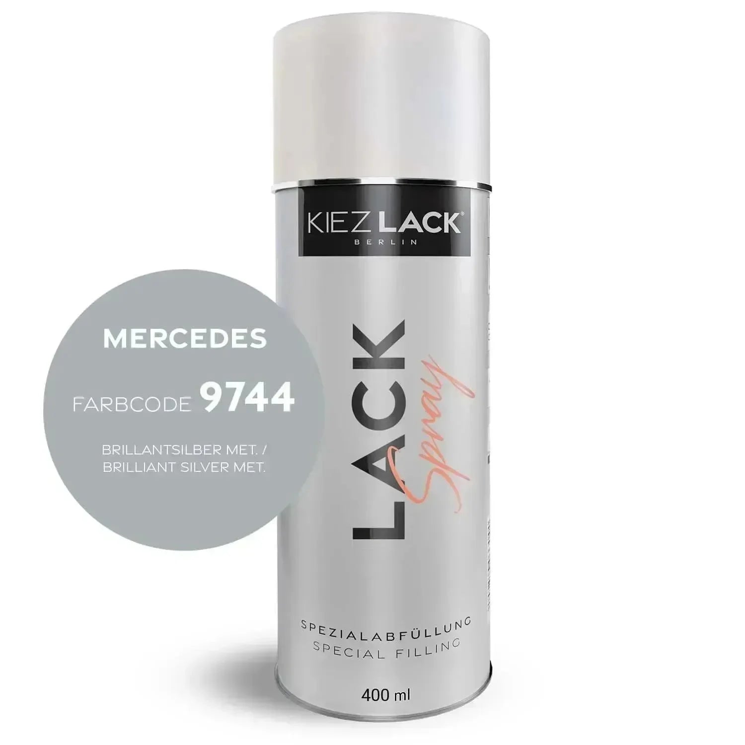 Kiezlack Lackspray Autolack Spraydose MERCEDES 9744 BRILLANTSILBER MET.