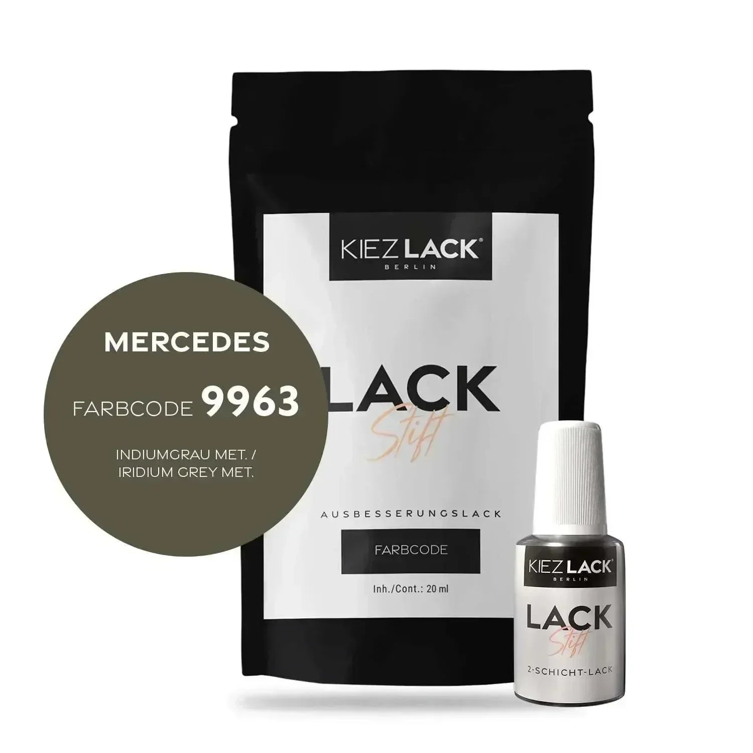 Kiezlack Lackstift Autolack Lackstift MERCEDES 9963 INDIUMGRAU MET.