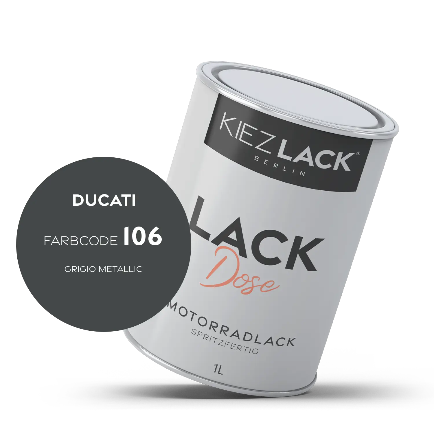 Kiezlack 1K Motorradlack Basislack Lackdose Ducati 106 GRIGIO METALLIC