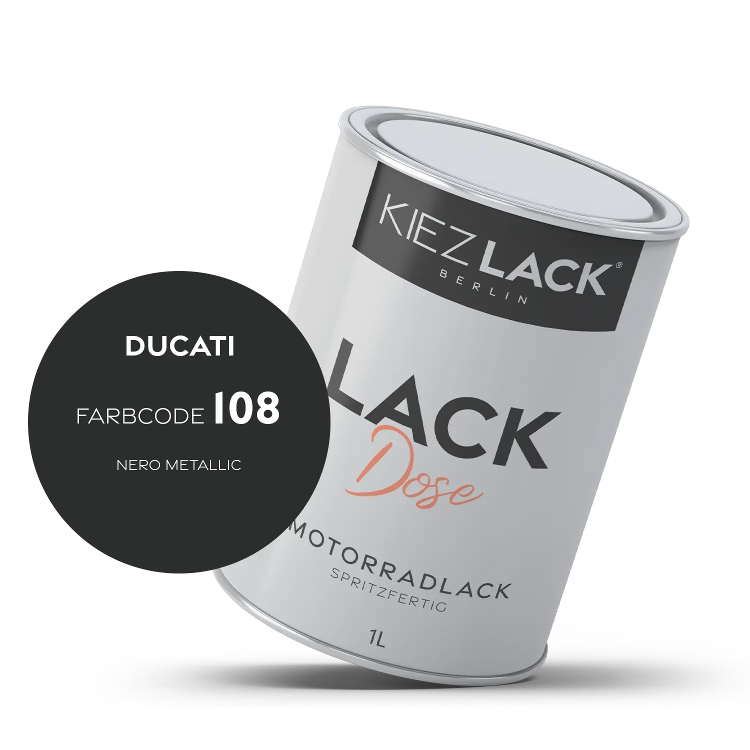 Kiezlack 1K Motorradlack Basislack Lackdose Ducati 108 NERO METALLIC