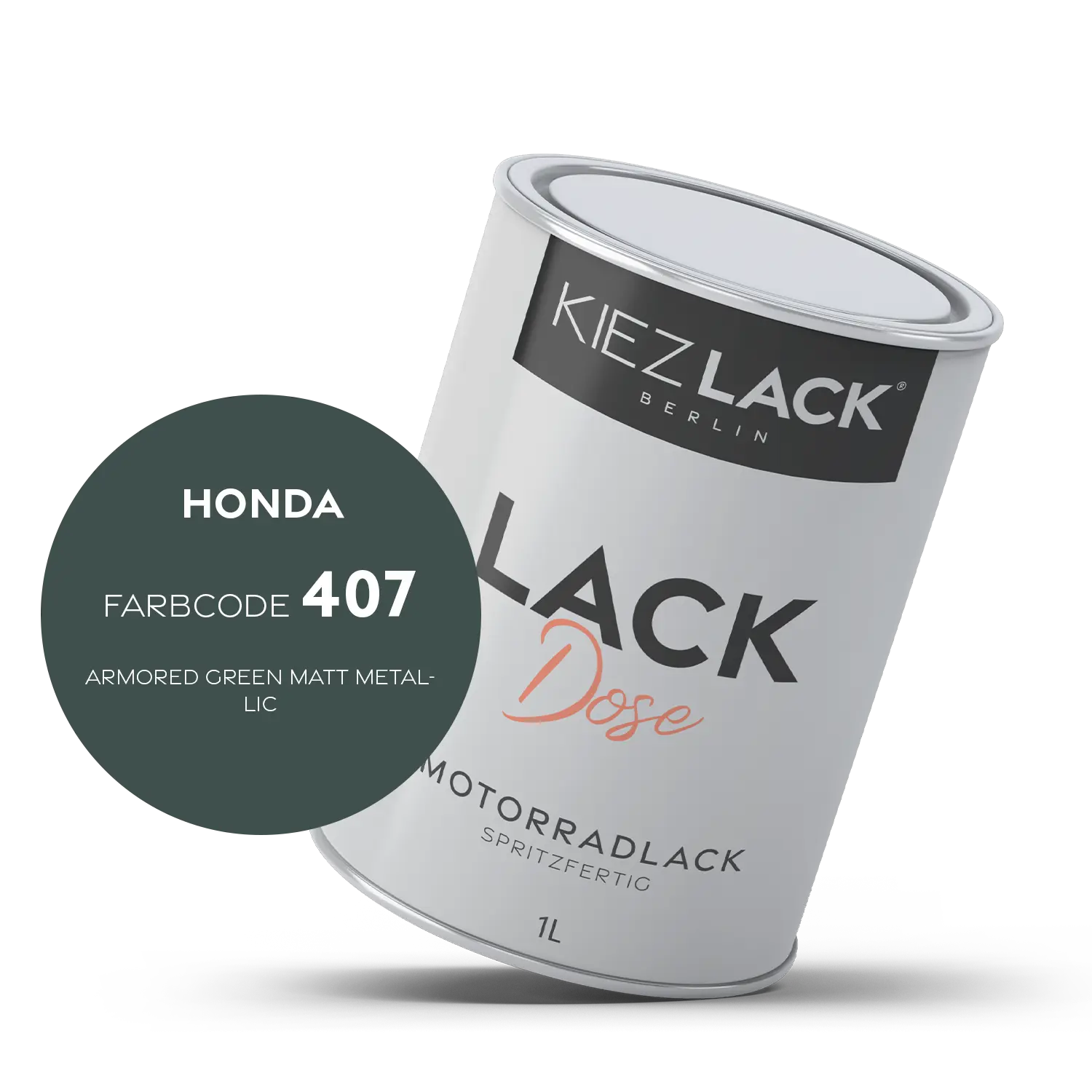 Kiezlack 1K Motorradlack Basislack Lackdose Honda 407 ARMORED GREEN MATT METALLIC