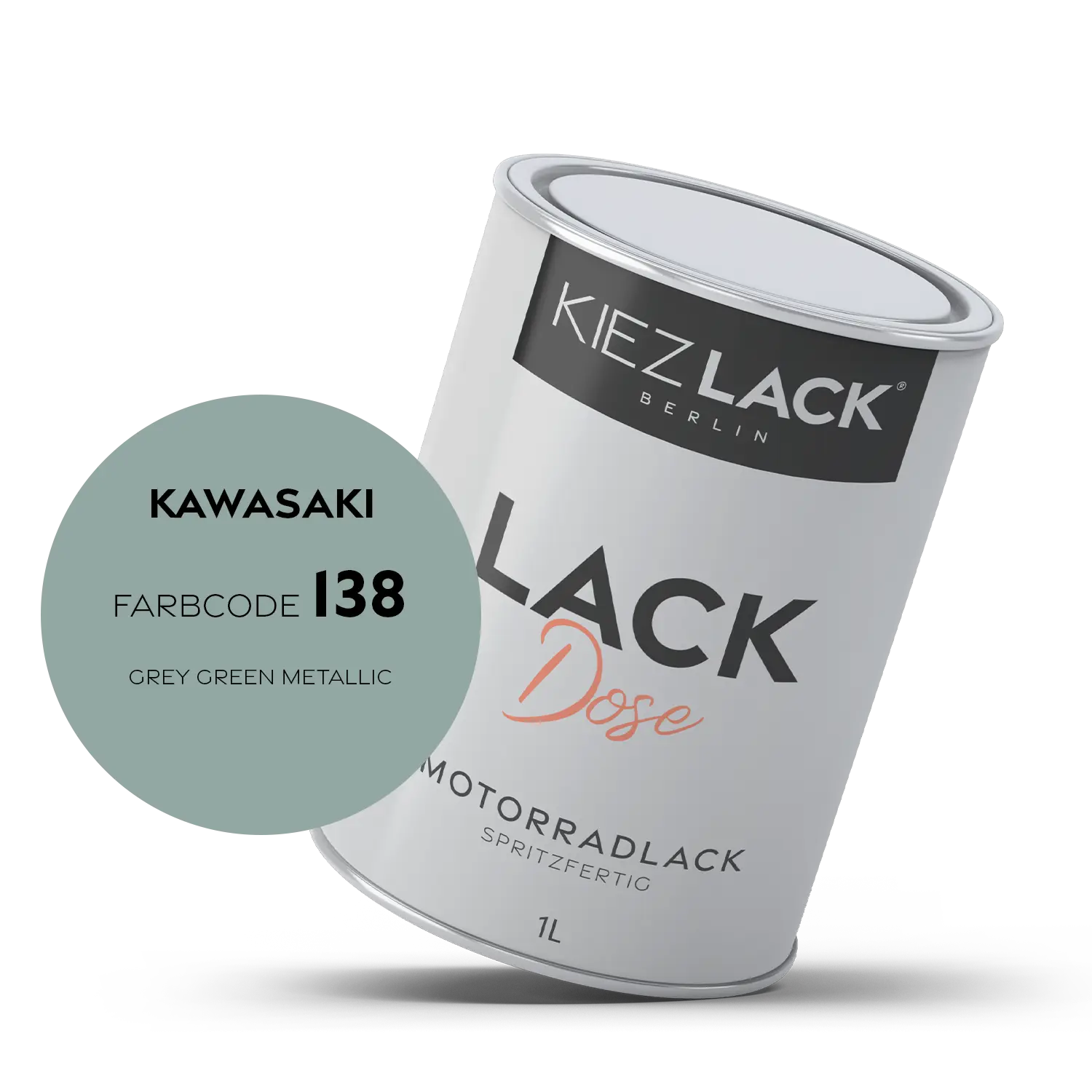 Kiezlack 1K Motorradlack Basislack Lackdose Kawasaki 138 GREY GREEN METALLIC