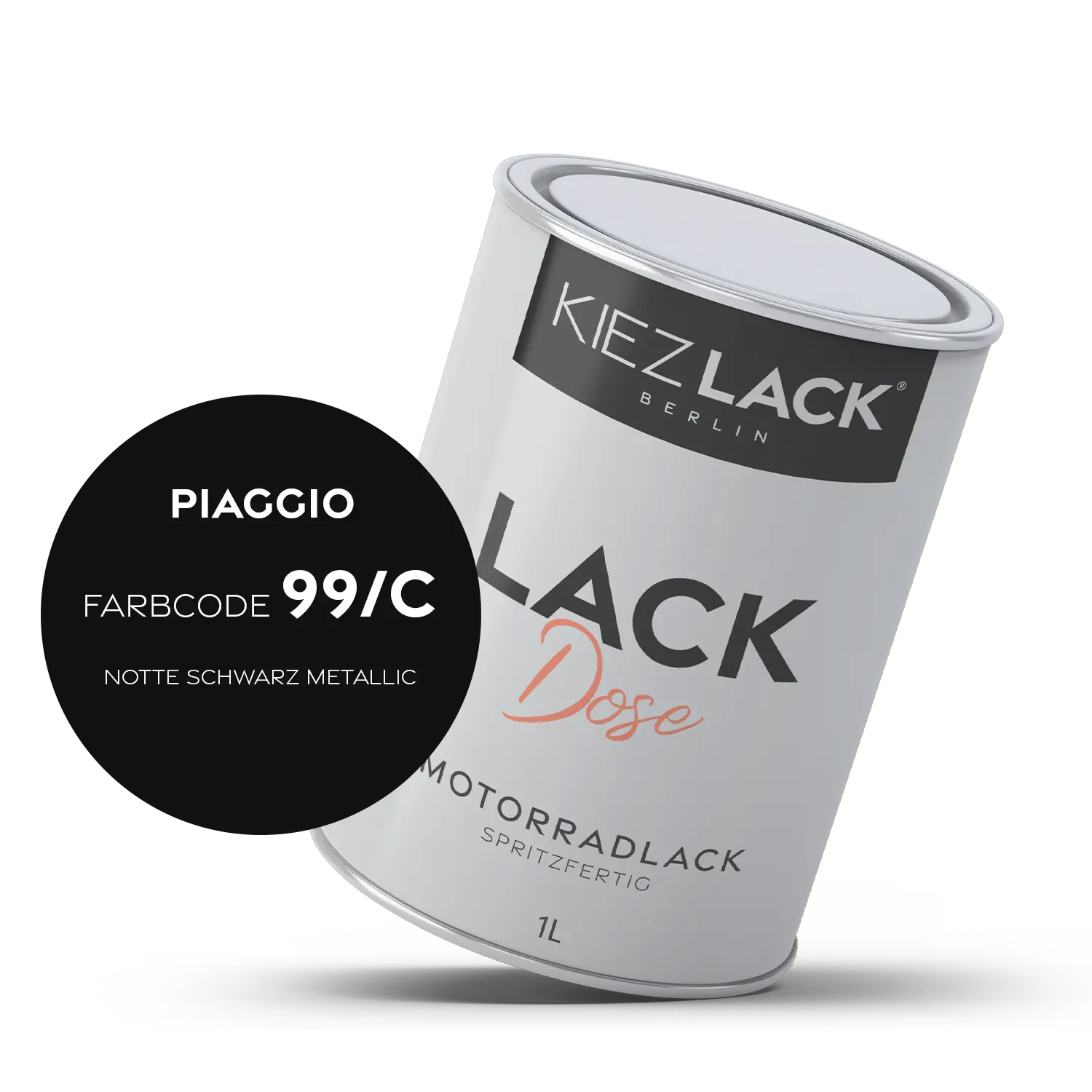 Kiezlack 1K Motorradlack Basislack Lackdose Piaggio 99/C NOTTE SCHWARZ METALLIC