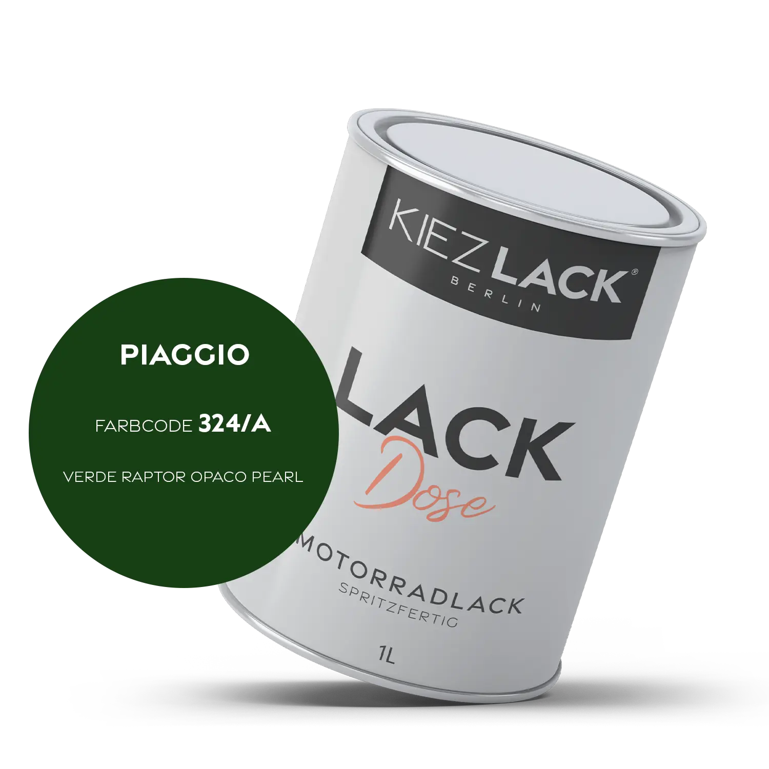 Kiezlack 1K Motorradlack Basislack Lackdose Piaggio 324/A VERDE RAPTOR OPACO PEARL