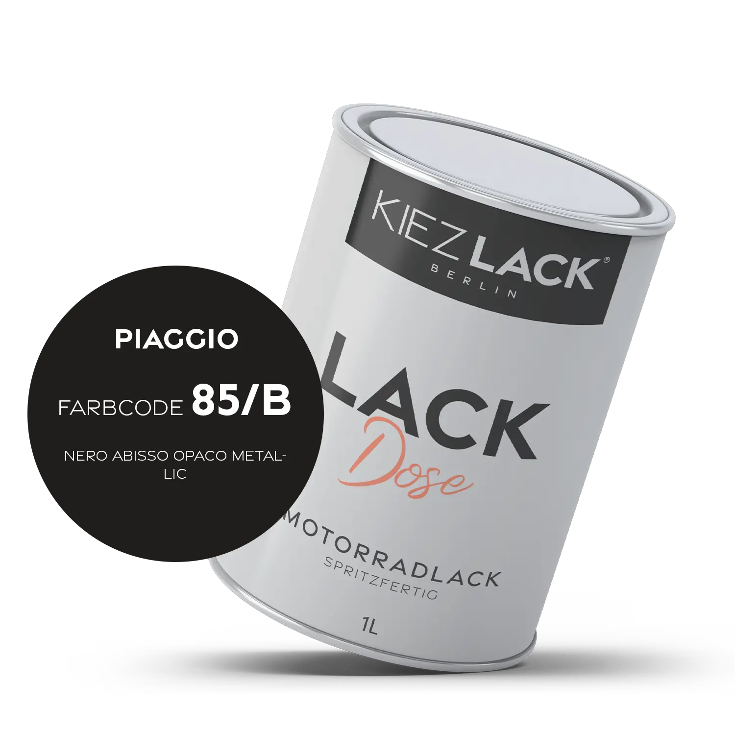 Kiezlack 1K Motorradlack Basislack Lackdose Piaggio 85/B NERO ABISSO OPACO METALLIC