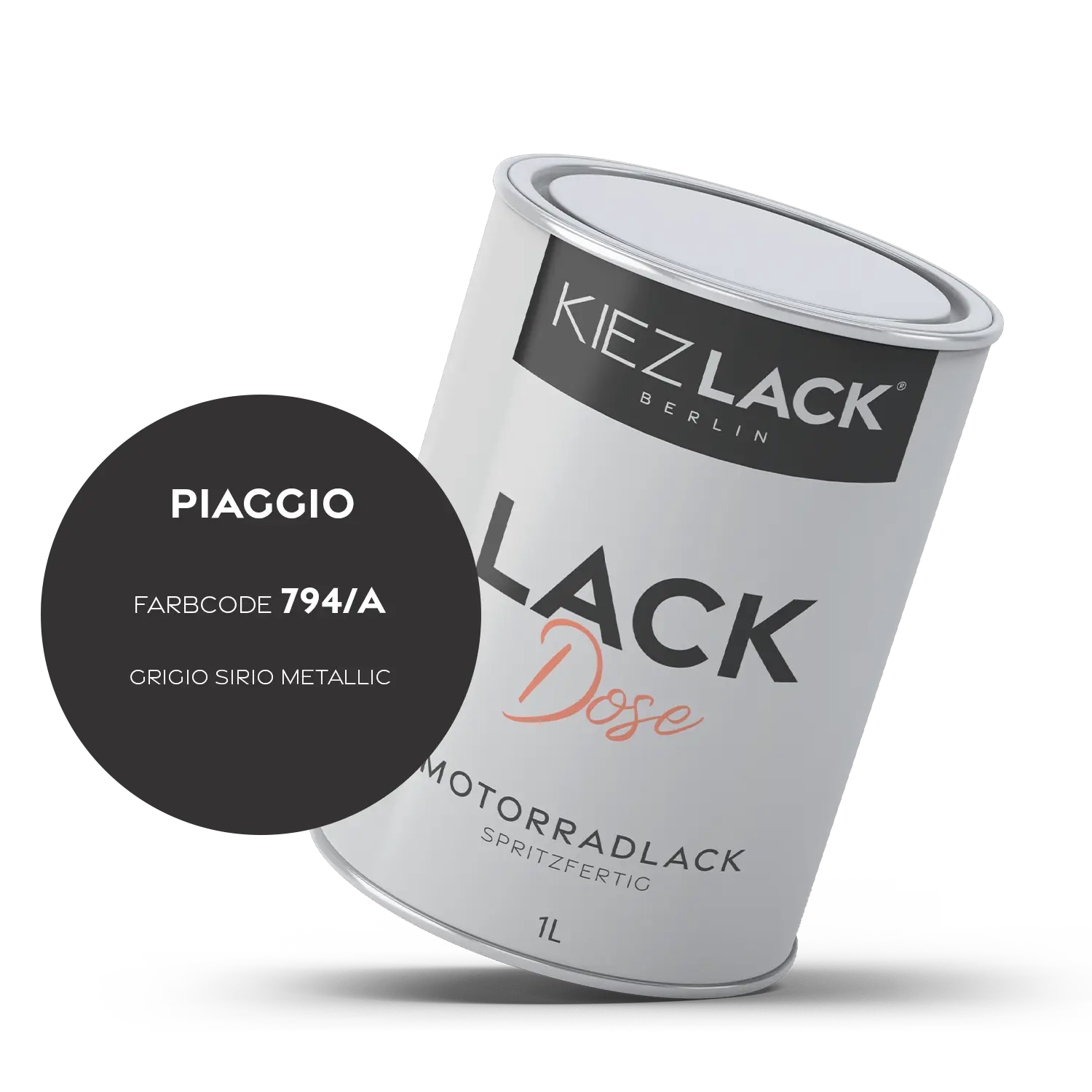 Kiezlack 1K Motorradlack Basislack Lackdose Piaggio 794/A GRIGIO SIRIO METALLIC